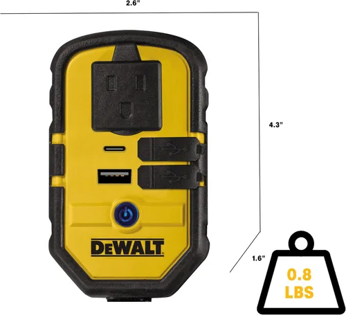 Vista 4 de Inversor de corriente DeWalt DXAEPI140 de 140 W con dos puertos USB: de 12 V de CC a 120 V de CA