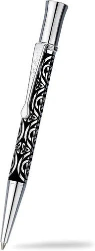 Vista 2 de Pluma en un nudo celta Trinity grabado diseño en colores negro y plateado