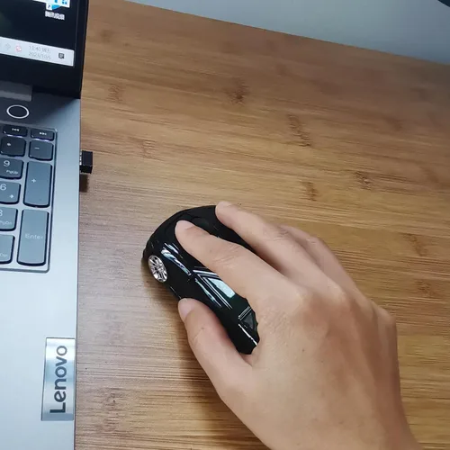 Vista 4 de Ratón inalámbrico para automóvil, ratón de computadora con forma genial de 2.4Ghz para portátil PC Mac (Negro)