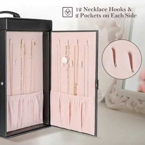 Vista 3 de ProCase Paquete de joyero grande con organizador de joyas de madera ProCase