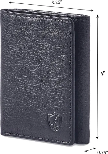 Vista 3 de Billetera para hombre, de piel auténtica, con bloqueo RFID, con ventana de identificación, en caja de regalo