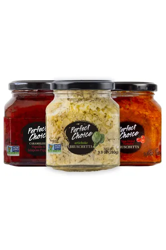 Vista 9 de Perfect Choice Paquete Variado con Deliciosa Bruschetta de Alcachofa, Bruschetta de Espárragos Verdes y Cebolla Caramelizada - Pasta para Untar