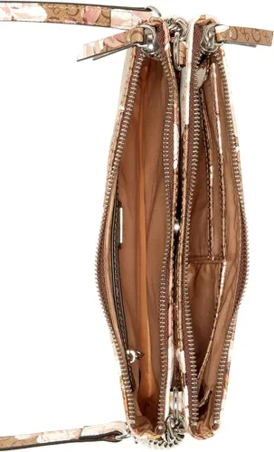 Vista 3 de GUESS Factory Beckley - Bandolera con doble cremallera, Moca