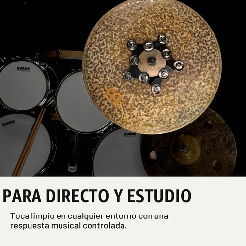 Vista 6 de Pandereta Super Flex Hihat de efecto de cascabeles con 10 pares de sonajas de acero inoxidable — NO FABRICADA EN CHINA — Marco delgado flexible