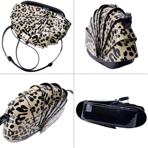 Vista 5 de Bolso bandolera de cuero sintético para mujer, diseño único y plegable