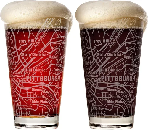 Vista 15 de Greenline Goods Boston, MA Map - Vasos de cerveza (juego de 2), 16 onzas - Diseño de envoltura grabada