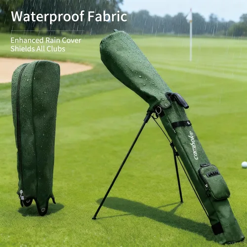 Vista 7 de Bolsa de golf ligera, portátil y duradera con correa acolchada y bolsillo, bolsa de domingo para el campo de conducción, bolsa de práctica divisora
