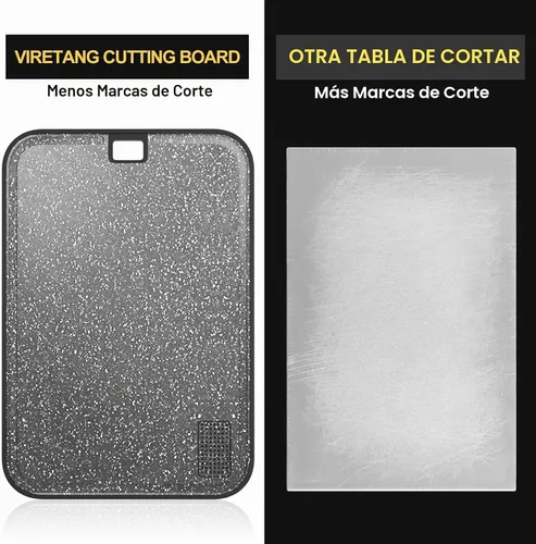 Vista 5 de Tabla de cortar de plástico apta para lavavajillas, 2 tablas de cortar grande para carne con ranuras para jugos, antideslizante, reversible y apta