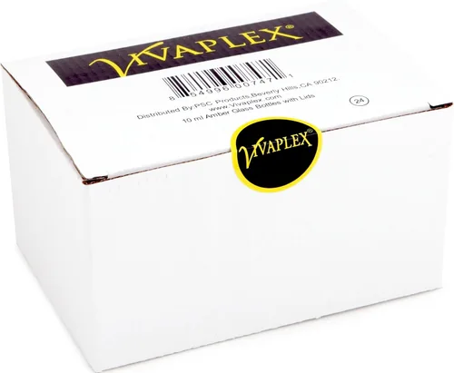 Vista 2 de Vivaplex, 24, Amber, 0.3 fl oz (1/3 oz) botellas de vidrio, con tapas