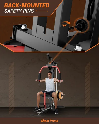 Vista 5 de Multifunctional Home Gym Machine, Home Gym Equipment with Leg Press, Full Body Workout Equipment for Strength Training, Max Capacity 400LBS, Fit for