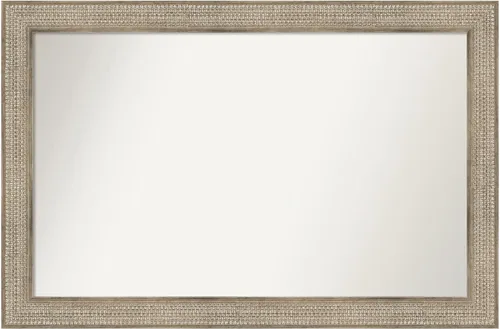 Vista 264 de Amanti Art Espejo de baño plateado para sobre fregadero, 26 x 26 pulgadas, espejo cuadrado de níquel pulido, marco de madera tradicional mediano, se