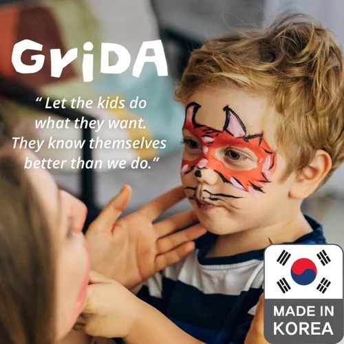 Vista 3 de Grida - Pintura facial para niños, kit profesional de pintura facial para fiestas para niños con 12 colores vibrantes con doble blanco, fácil