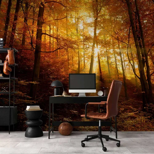 Vista 72 de artgeist Mural de pared premium Bosque púrpura, 79 x 55 pulgadas, papel tapiz no tejido, decoración de pared de vellón, impresión fotográfica