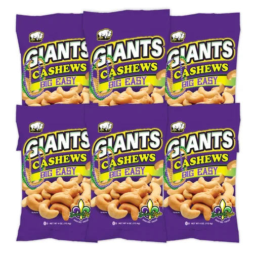 Vista 10 de GIANTS Big Easy Anacardos tostados, ligeramente salados, paquetes individuales, bolsas de aperitivos, barbacoa ahumada y vinagre, tostado en seco