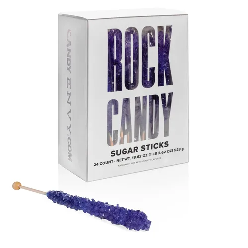 Vista 7 de Purple Rock Candy - Palitos de azúcar con sabor a uva, 12 caramelos morados envueltos individualmente