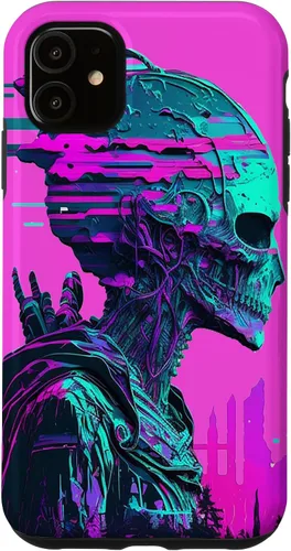 Vista 10 de iPhone 14 Pro Max Cool Retro Alien Sunset Tropical Trippy Vaporwave Sky Art Case