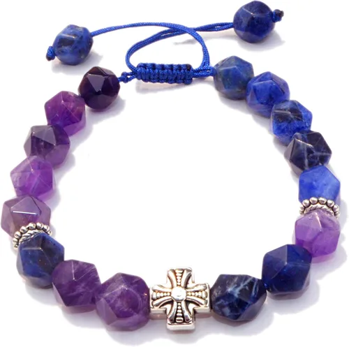 Vista 26 de Pulseras de la amistad, pulsera de obsidiana negra arcoíris para mujeres y hombres, 0.394 pulgadas (0.394 in), ojo de tigre, hematita y cristal