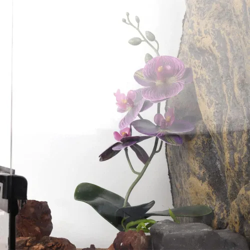 Vista 5 de Orquídeas falsas radiantes, decoración de tanque floral de terrario de reptiles estéticos