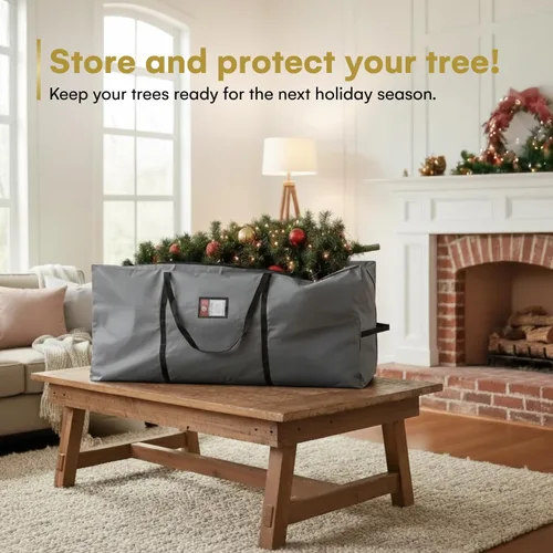 Vista 2 de HOLIDAY SPIRIT Bolsa de almacenamiento para árbol de Navidad, bolsa impermeable para árbol de Navidad con asas reforzadas duraderas y cremalleras