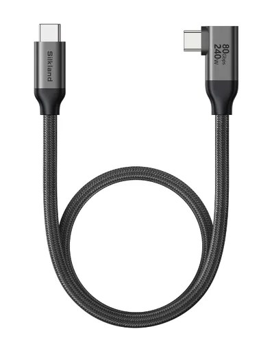 Vista 10 de Silkland Cable USB 4 de ángulo recto de 80Gbps para Thunderbolt 5, 1FT, ancho de banda de 120Gbps para 16K/Doble 8K, 240W, cable de video USB C