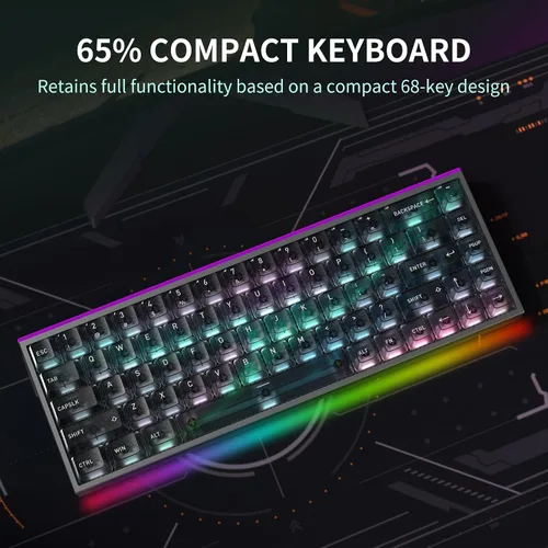 Vista 8 de Hexgears MAG68 - Cable de teclado mecánico para juegos al 65%, interruptor magnético, teclado intercambiable en caliente, carcasa de aluminio
