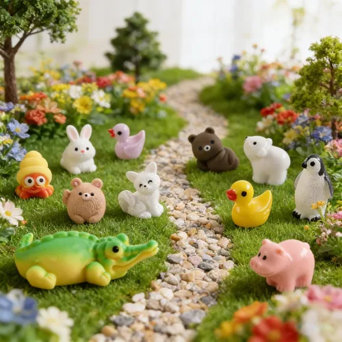 Vista 5 de Prudiut 60 piezas de mini figuras de animales de resina, 60 estilos para Animales multicolores