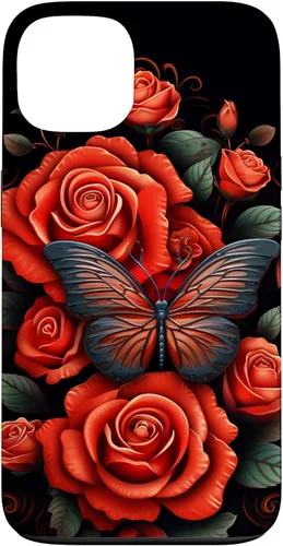 Vista 7 de Cute Butterfly Red Floral Flower Butterfly Rose Case for iPhone 17