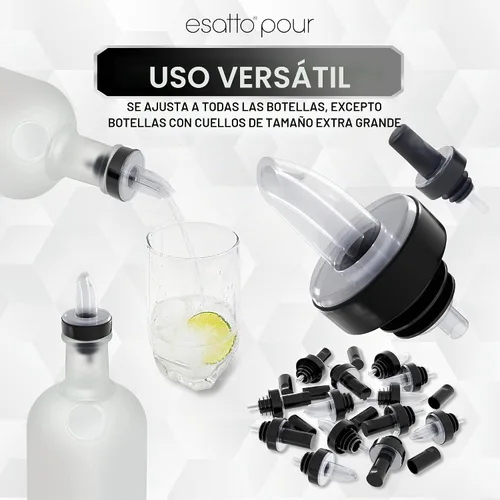 Vista 3 de Esatto - Porta condimentos para bar, bandeja de guarnición refrigerada con tapa para bar, 4 insertos de 1/2 pinta, con 12 vertedores para botellas