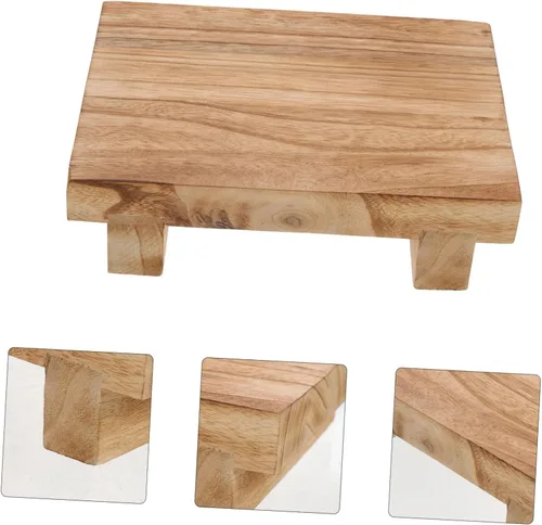 Vista 5 de Tofficu Elevador de madera para encimera de cocina, taburetes pequeños para decoración taburete de pie para sala de estar