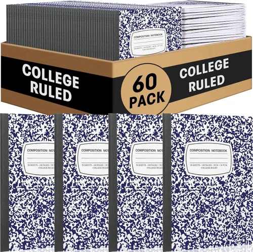 Vista 8 de Fainne Paquete de 60 cuadernos de composición B5 a granel de 7.5 x 9.75 pulgadas, cuadernos de composición con rayas universitarias, 50 hojas