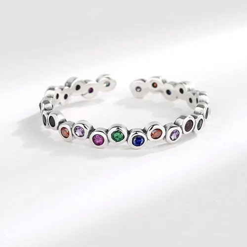 Vista 64 de Anillo de plata 925, anillos de plata ajustables para mujer, anillos de pulgar abiertos, anillos de circonio, anillos ajustables, anillos abiertos