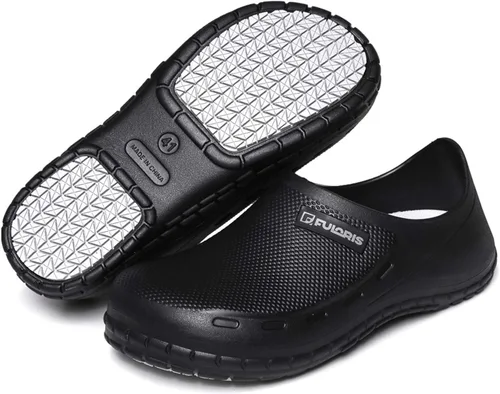 Vista 6 de FULORIS - Zapatos de chef antideslizantes para hombre, zapatos de trabajo para hombre, zuecos impermeables para hombres, zuecos de cocina