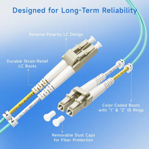 Vista 4 de Cable Matters cable multimedia de fibra OFNP 50/125 de 10Gb/40Gb OM3 Duplex, LC a LC 1m