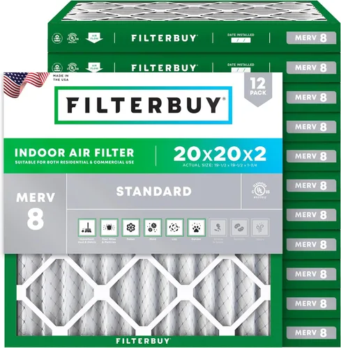 Vista 108 de Filterbuy Filtro de aire MERV 8 de 8 x 14 x 1 pulgadas para defensa contra el polvo y las alergias (paquete de 12), electrostático plisado HVAC