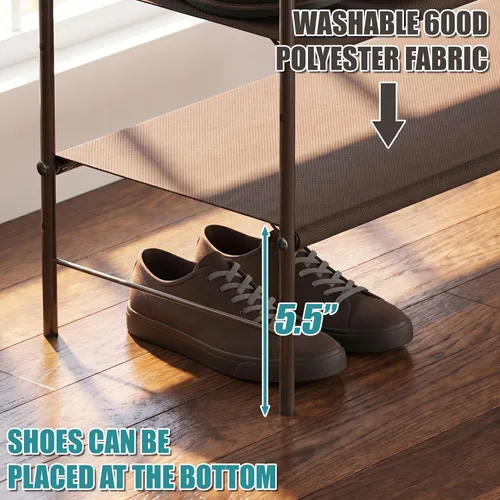 Vista 7 de Simple Houseware Organizador de almacenamiento para zapatos de 6 niveles con bolsa lateral para colgar, bronce