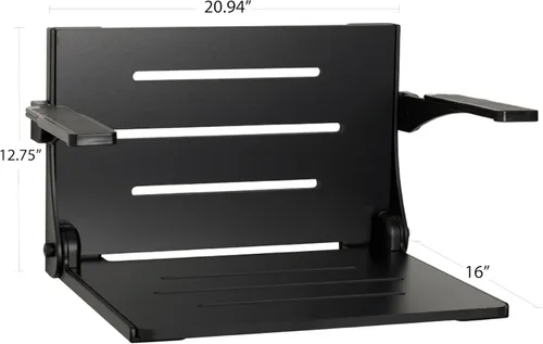 Vista 2 de Seachrome Silhouette Comfort Banco de Ducha Plegable de Montaje en Pared con Brazos, Asiento Negro con Marco Negro Mate Asiento negro con marco
