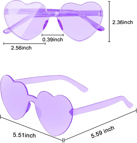Vista 2 de AEAHALY White Green Blue Purple Pink Red Heart Sunglasses for Women, Heart Shaped Sunglasses Bulk Party Favor Glasses