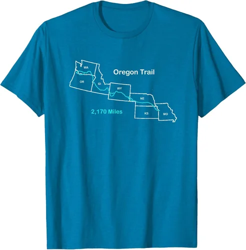 Vista 29 de Route Map of The Oregon National Historic Trail T-Shirt Asphalt Grey