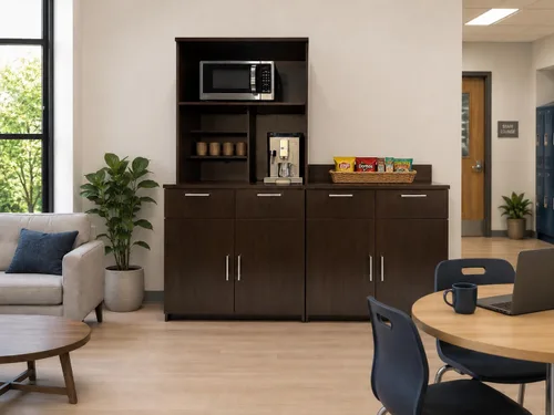 Vista 2 de BREAKtime Armario para microondas con almacenamiento de base de 2 puertas, gabinete de oficina comercial, totalmente montado, 72 pulgadas de ancho x
