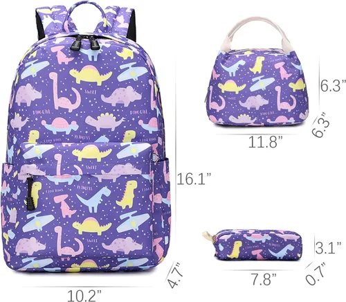 Vista 5 de Ecodudo - Morral ligero para niños y niñas, lindas mochilas escolares con lonchera