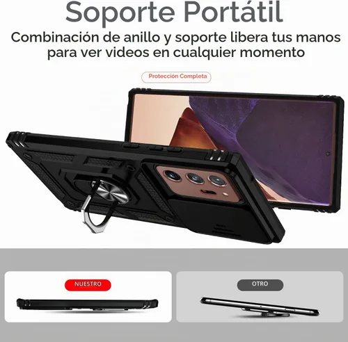 Vista 7 de Funda para Samsung Galaxy Note 20 Ultra con cubierta para lente de cámara, protector de pantalla HD, prueba de caídas de grado militar, soporte
