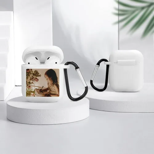 Vista 7 de Funda personalizada para Airpods con diseño de llavero, logotipo y foto, funda personalizada para Airpod para prevención de arañazos en otoño, funda