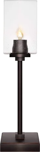 Vista 12 de Toltec Lighting Luna Accent - Lámpara de mesa, acabado de granito oscuro, cristal cuadrado de burbujas ahumadas de 3.5 pulgadas