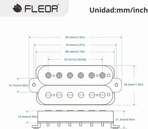 Vista 2 de FLEOR Pastillas de guitarra eléctrica Humbucker de doble bobina de 52 mm Puente de cerámica - Negro
