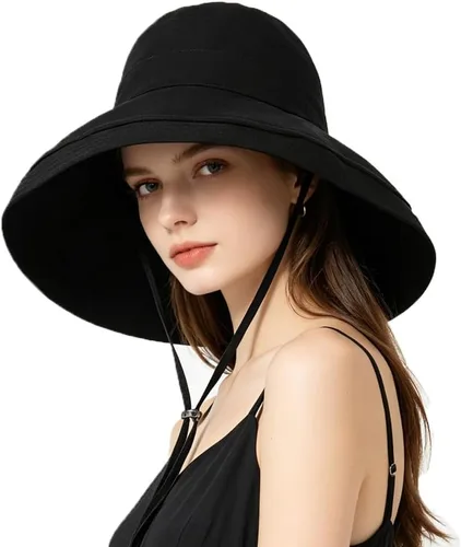 Vista 10 de Sombrero de ala ancha para mujer, para pesca, plegable, UPF 50+, protección solar UV, gorra de playa, gorra de verano con borde con alambre