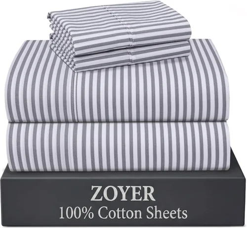 Vista 58 de ZOYER Sábanas de 100 % algodón percal tamaño individual, refrescantes y transpirables, duraderas, con una sensación nítida, suave y cómoda, bolsillo