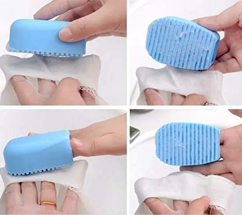 Vista 6 de 2 piezas de color caramelo mini tabla de lavado de silicona creativa de mano para lavandería, perfecta para limpiar collares difíciles de limpiar