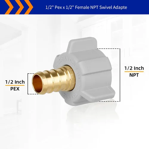 Vista 2 de (Znkiok Paquete de 2) Adaptador giratorio NPT hembra de 1/2 pulgada Pex x 1/2 pulgadas, accesorios Pex de latón, conector de grifo de línea de agua