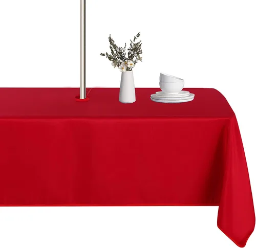 Vista 14 de LUSHVIDA Mantel cuadrado para exteriores con agujero para sombrilla y cremallera, 54 x 54 pulgadas, color negro, lavable, impermeable, a prueba