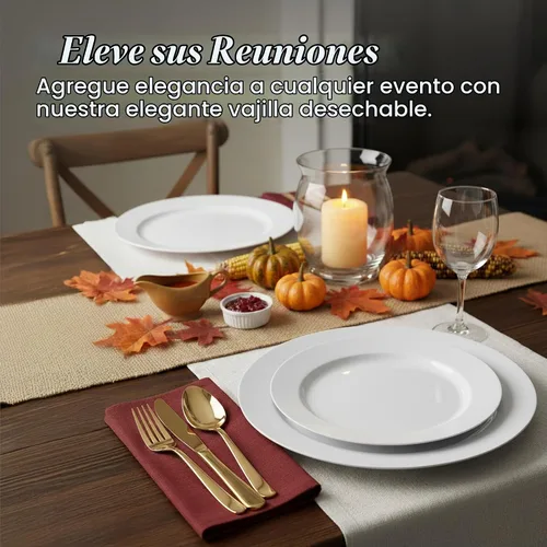 Vista 2 de Aya’s 60 Pack de Platos de Plástico para Fiesta - Juego de Platos Desechables Resistente con 30 Platos de Cena y 30 Platos de Ensalada - Platos